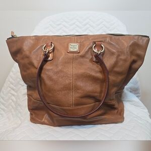 Dooney & Bourke Brown Leather Tote with Dark Brown Handles